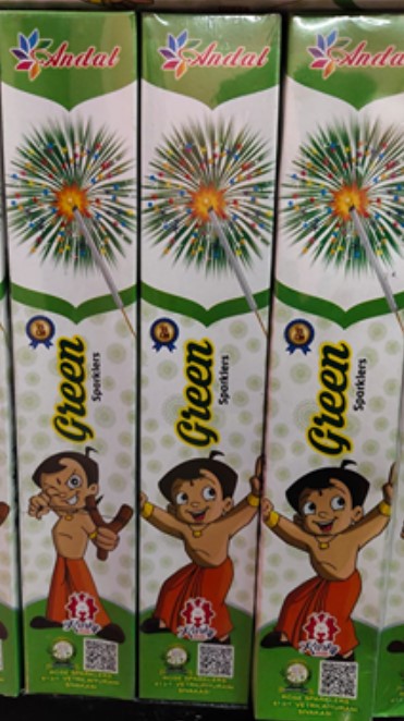 15 CM GREEN SPARKLER (15 செ.மீ பச்சை கம்பி மத்தாப்பு)(10Pcs)