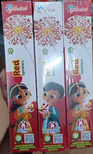 7 CM RED SPARKLER (7 செ.மீ சிவப்பு கம்பி மத்தாப்பு) (10Pcs)